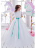 Sleeveless Ivory Lace Tulle Floor Length Flower Girl Dress